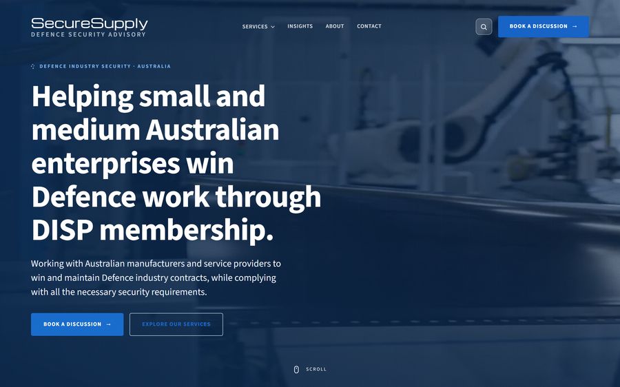 The SecureSupply site as it opens on a desktop browser.