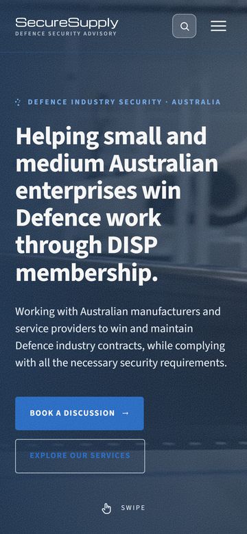 The same SecureSupply site as it opens on a phone.
